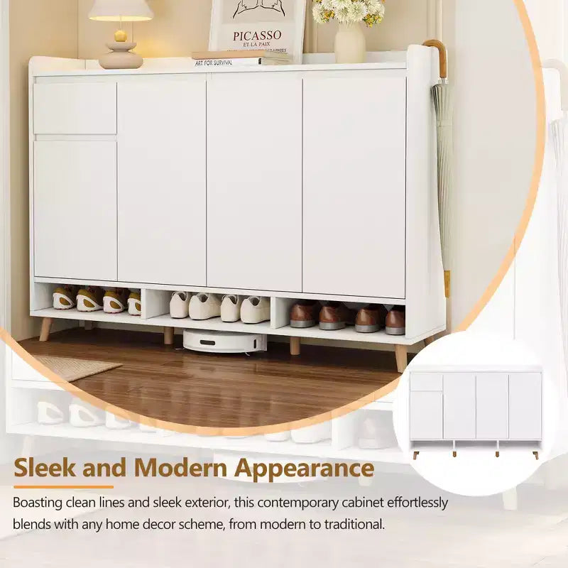 Scarpiera moderna con ripiani regolabili, organizer minimalista per la casa, credenza contenitore