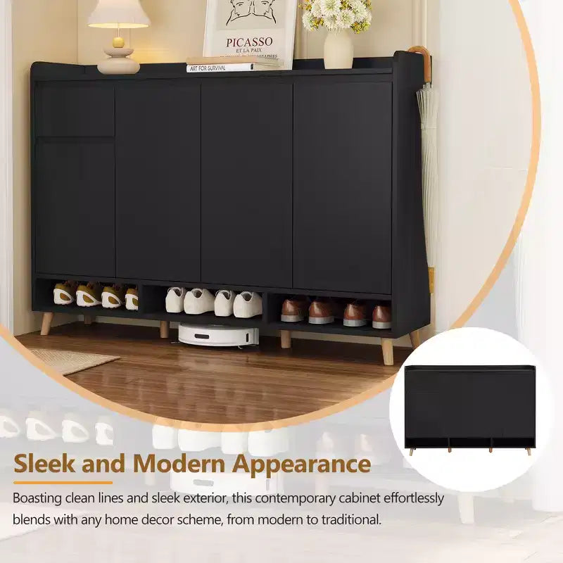 Scarpiera moderna con ripiani regolabili, organizer minimalista per la casa, credenza contenitore