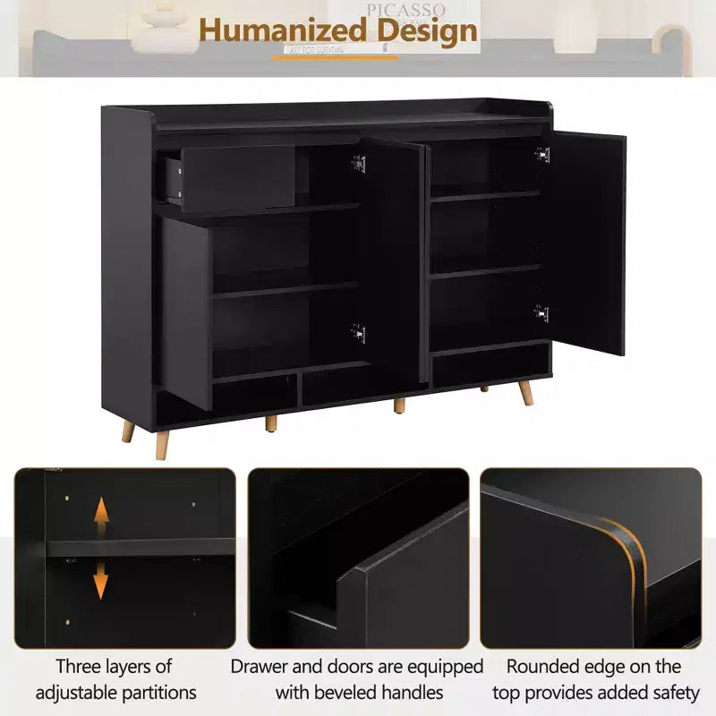 Scarpiera moderna con ripiani regolabili, organizer minimalista per la casa, credenza contenitore