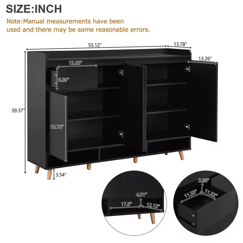Scarpiera moderna con ripiani regolabili, organizer minimalista per la casa, credenza contenitore