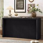 Acacia Wood Veneer Simple Entryway Table with Wavy Design Suitable for Study Entryway Hallway Living Room Foyer
