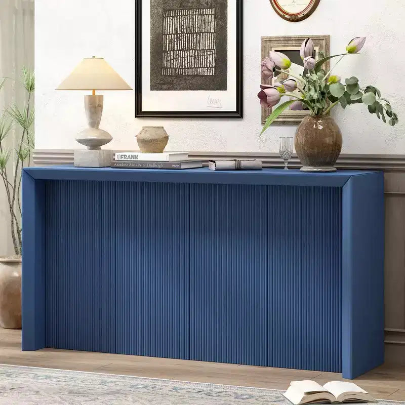 Tavolino da Ingresso Semplice in Legno di Acacia con Design Ondulato Adatto per Studio Ingresso Corridoio Soggiorno Foyer