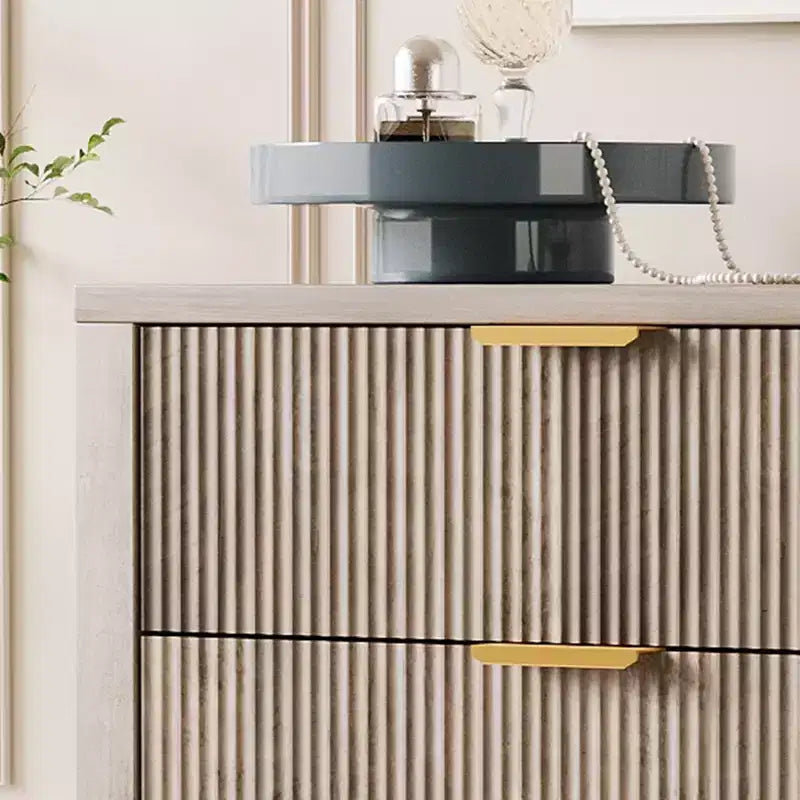 Cassettiera scanalata a 5 cassetti - Cassettiera stretta alta 114 cm per piccoli spazi, Comò in legno moderno stile rustico per camera da letto, cameretta, appartamento, Facile montaggio