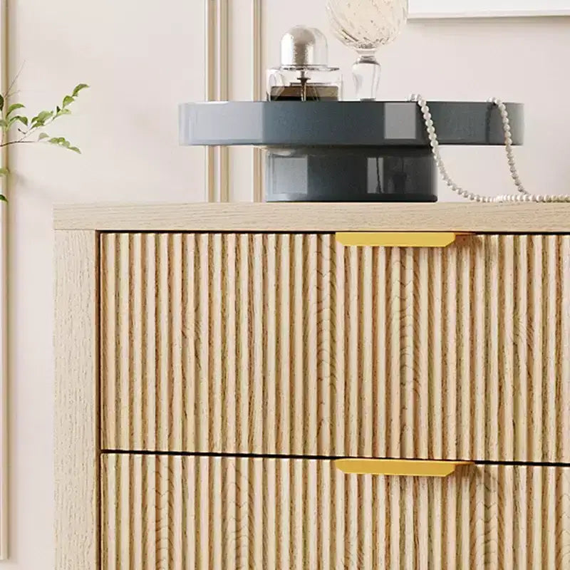 Cassettiera scanalata a 5 cassetti - Cassettiera stretta alta 114 cm per piccoli spazi, Comò in legno moderno stile rustico per camera da letto, cameretta, appartamento, Facile montaggio