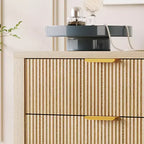 Cassettiera scanalata a 5 cassetti - Cassettiera stretta alta 114 cm per piccoli spazi, Comò in legno moderno stile rustico per camera da letto, cameretta, appartamento, Facile montaggio