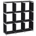 Closet Organizer Shelf 3-Tier 9-Cube Steel Storage Rack, DIY Staircase Organizer for Bathroom, Kitchen, Office (Black)