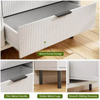 Cassettiera in legno ampio, Comò moderno per riporre vestiti con gambe in metallo e dispositivo antiribaltamento per camera da letto e soggiorno