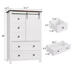 Cassettiera a 5 cassetti in stile rustico per camera da letto, cassettiera alta in legno da 48 pollici con anta scorrevole a fienile, ripiano regolabile, organizer per contenitori