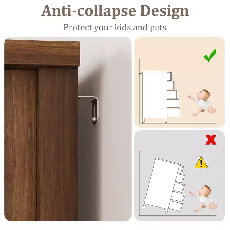 Cassettiera a 5 cassetti in stile rustico per camera da letto, cassettiera alta in legno da 48 pollici con anta scorrevole a fienile, ripiano regolabile, organizer per contenitori