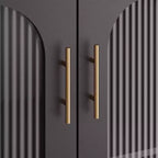 Mobile Buffet Credenza, Mobile Contenitore in Legno con Ante in Vetro, Due Maniglie in Metallo, Mobile Contenitore con Ripiani Regolabili, Credenza Moderna