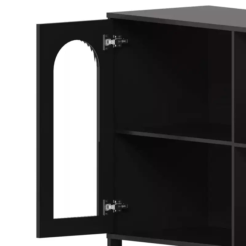 Mobile Buffet Credenza, Mobile Contenitore in Legno con Ante in Vetro, Due Maniglie in Metallo, Mobile Contenitore con Ripiani Regolabili, Credenza Moderna