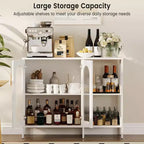 Mobile Buffet Credenza, Mobile Contenitore in Legno con Ante in Vetro, Due Maniglie in Metallo, Mobile Contenitore con Ripiani Regolabili, Credenza Moderna