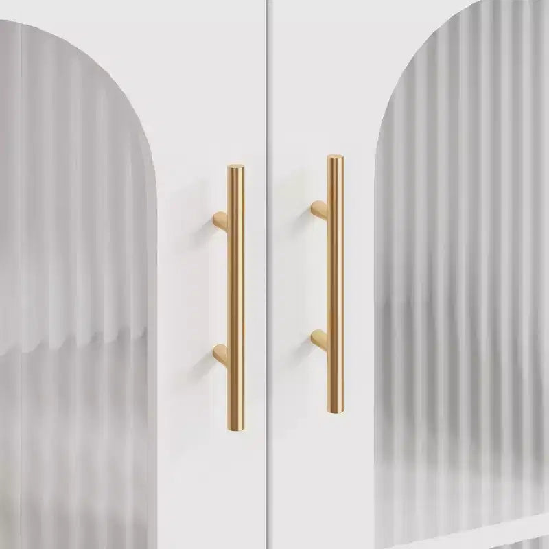 Mobile Buffet Credenza, Mobile Contenitore in Legno con Ante in Vetro, Due Maniglie in Metallo, Mobile Contenitore con Ripiani Regolabili, Credenza Moderna