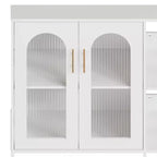 Mobile Buffet Credenza, Mobile Contenitore in Legno con Ante in Vetro, Due Maniglie in Metallo, Mobile Contenitore con Ripiani Regolabili, Credenza Moderna