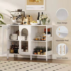 Mobile Buffet Credenza, Mobile Contenitore in Legno con Ante in Vetro, Due Maniglie in Metallo, Mobile Contenitore con Ripiani Regolabili, Credenza Moderna