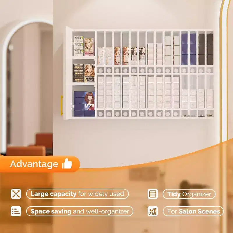 Espositore per tinture per capelli, mobiletto da parete regolabile per salone, nero