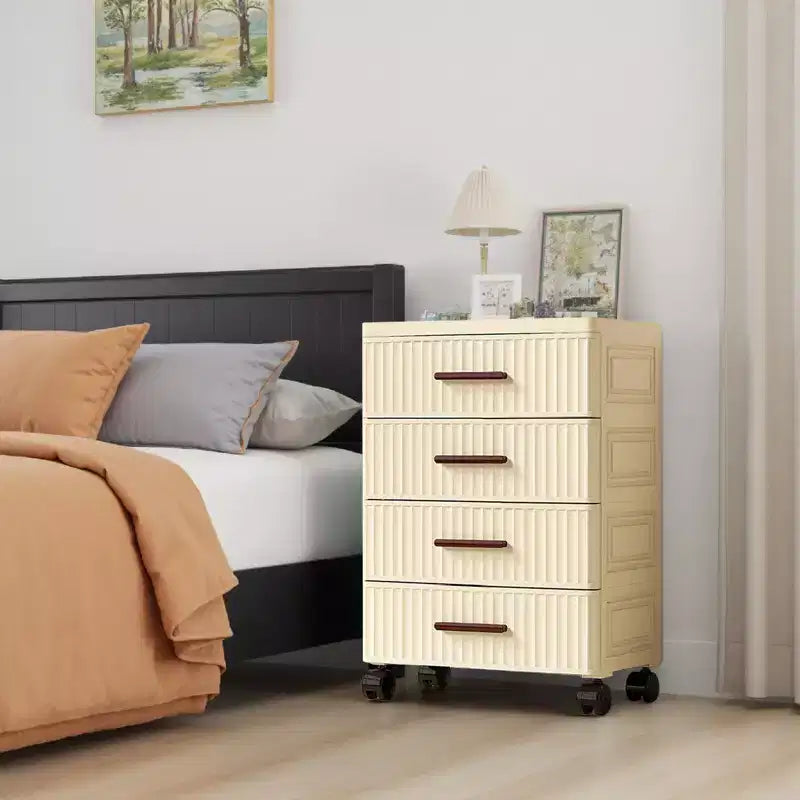 Carrello portaoggetti in plastica con cassetti, 4/5 cassetti estraibili, contenitore portaoggetti per l'organizzazione della casa, pattumiera a rotelle, unità di archiviazione verticale per camera da letto, soggiorno, ufficio