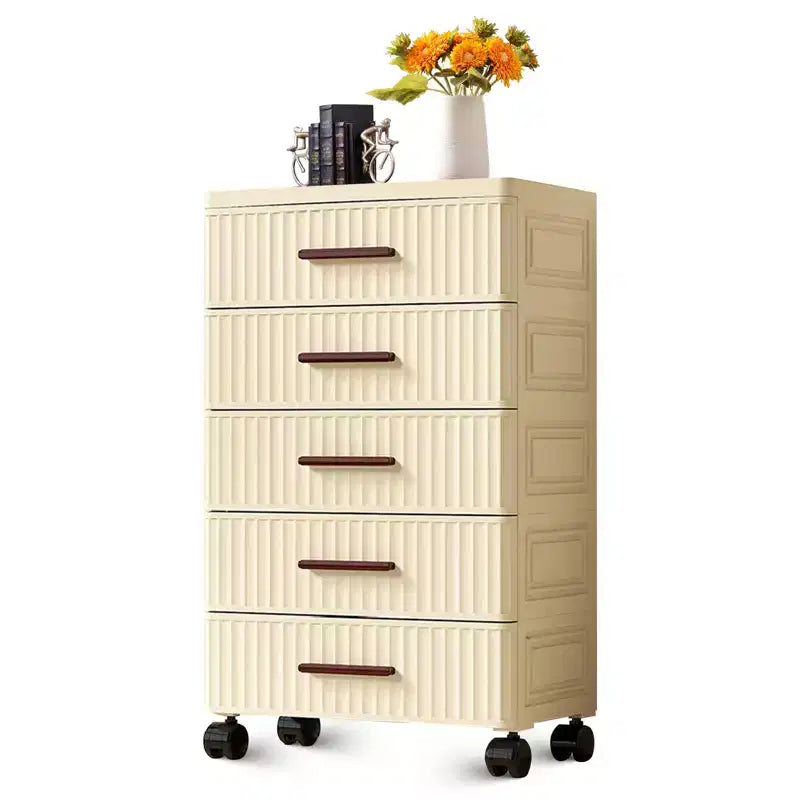Carrello portaoggetti in plastica con cassetti, 4/5 cassetti estraibili, contenitore portaoggetti per l'organizzazione della casa, pattumiera a rotelle, unità di archiviazione verticale per camera da letto, soggiorno, ufficio