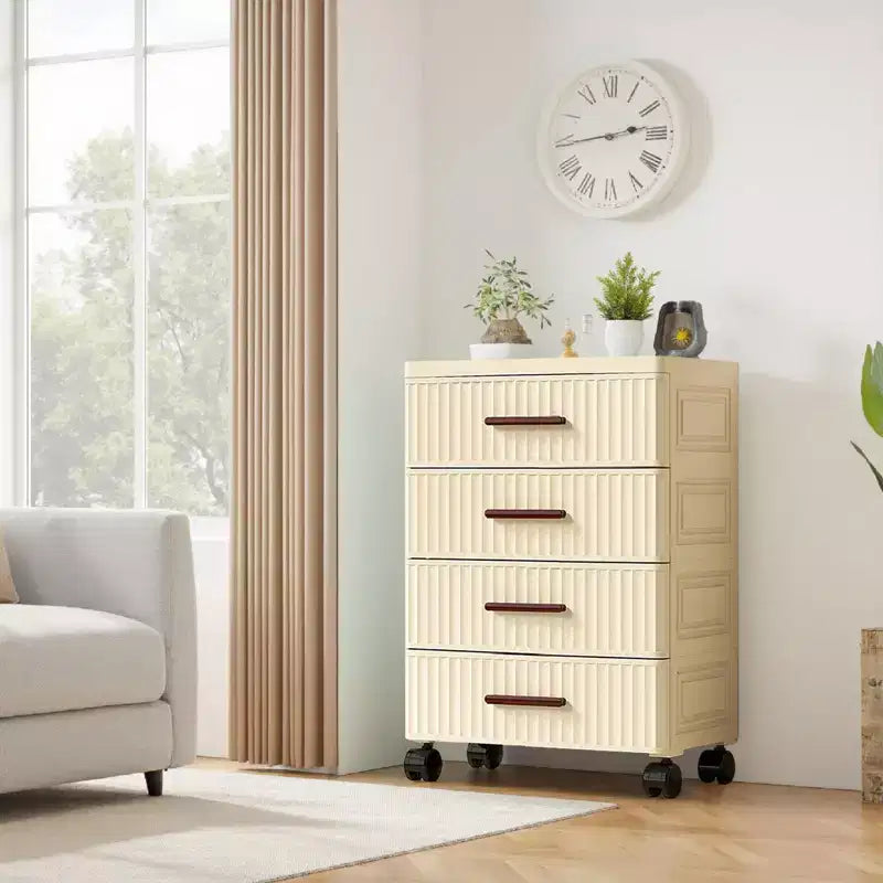 Carrello portaoggetti in plastica con cassetti, 4/5 cassetti estraibili, contenitore portaoggetti per l'organizzazione della casa, pattumiera a rotelle, unità di archiviazione verticale per camera da letto, soggiorno, ufficio