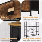 Cassettiera alta 90 cm per camera da letto con 12 cassetti, comò con tasche laterali e ganci, robusto telaio in acciaio, piano in legno, maniglia facile da tirare