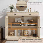 Credenze a Buffet con Anta in Vetro, Credenza da 35,4" con Cassetto Contenitore, Design Adattabile
