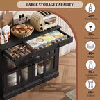 Credenze a Buffet con Anta in Vetro, Credenza da 35,4" con Cassetto Contenitore, Design Adattabile