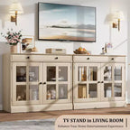 Credenze a Buffet con Anta in Vetro, Credenza da 35,4" con Cassetto Contenitore, Design Adattabile