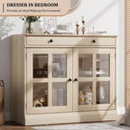 Credenze a Buffet con Anta in Vetro, Credenza da 35,4" con Cassetto Contenitore, Design Adattabile