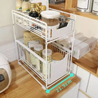 Organizzazione Sottolavello con 2 Cassetti Scorrevole, Organizzatore Durevole in Acciaio al Carbonio per Cucina e Bagno