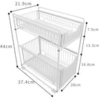 Organizzazione Sottolavello con 2 Cassetti Scorrevole, Organizzatore Durevole in Acciaio al Carbonio per Cucina e Bagno