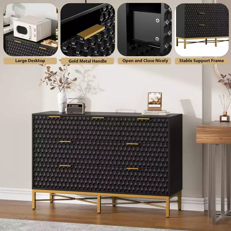 Comò a 7 cassetti per camera da letto, cassettiera moderna e semplice per armadio con piano ampio, comò alto in legno