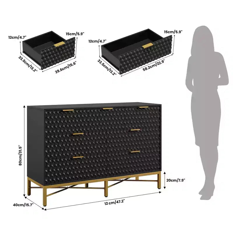 Comò a 7 cassetti per camera da letto, cassettiera moderna e semplice per armadio con piano ampio, comò alto in legno