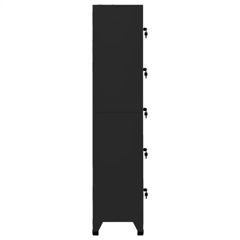 Armadietto Spogliatoio in Acciaio - Moderno, con Serratura, Ventilato, a 5 Scomparti e Porta-etichette - Nero