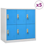 Set di Armadietti, Organizzatore Sicuro in Acciaio per Scuole, Uffici, Grigio e Blu, Facile Montaggio Richiesto, 5 pezzi