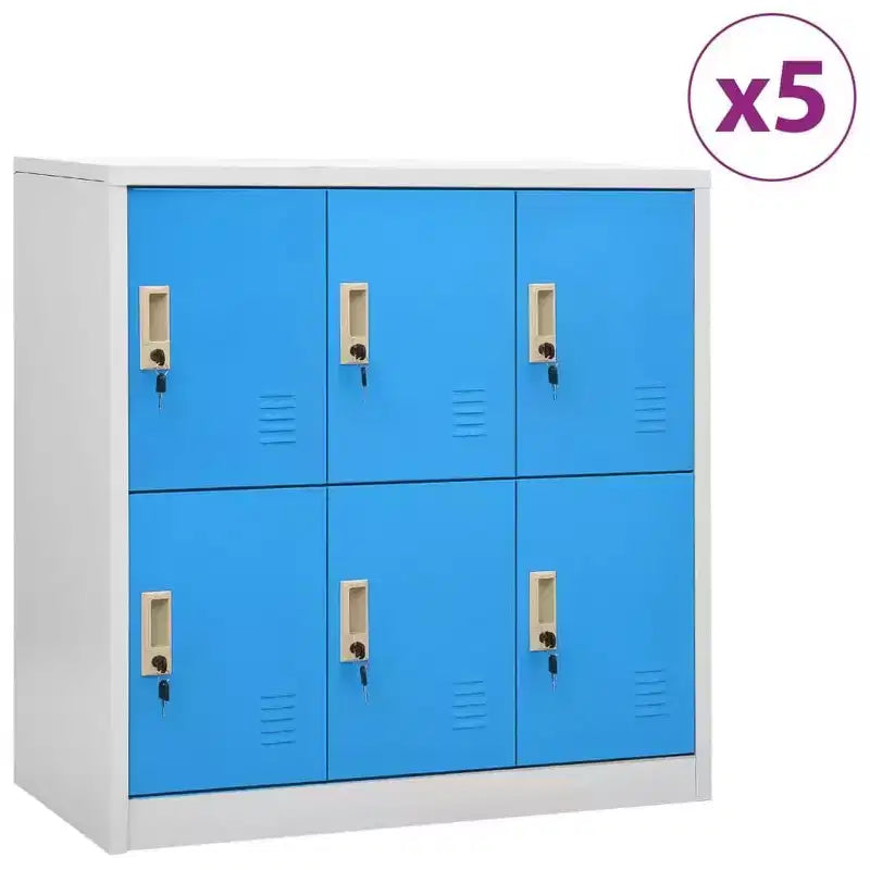Set di Armadietti, Organizzatore Sicuro in Acciaio per Scuole, Uffici, Grigio e Blu, Facile Montaggio Richiesto, 5 pezzi