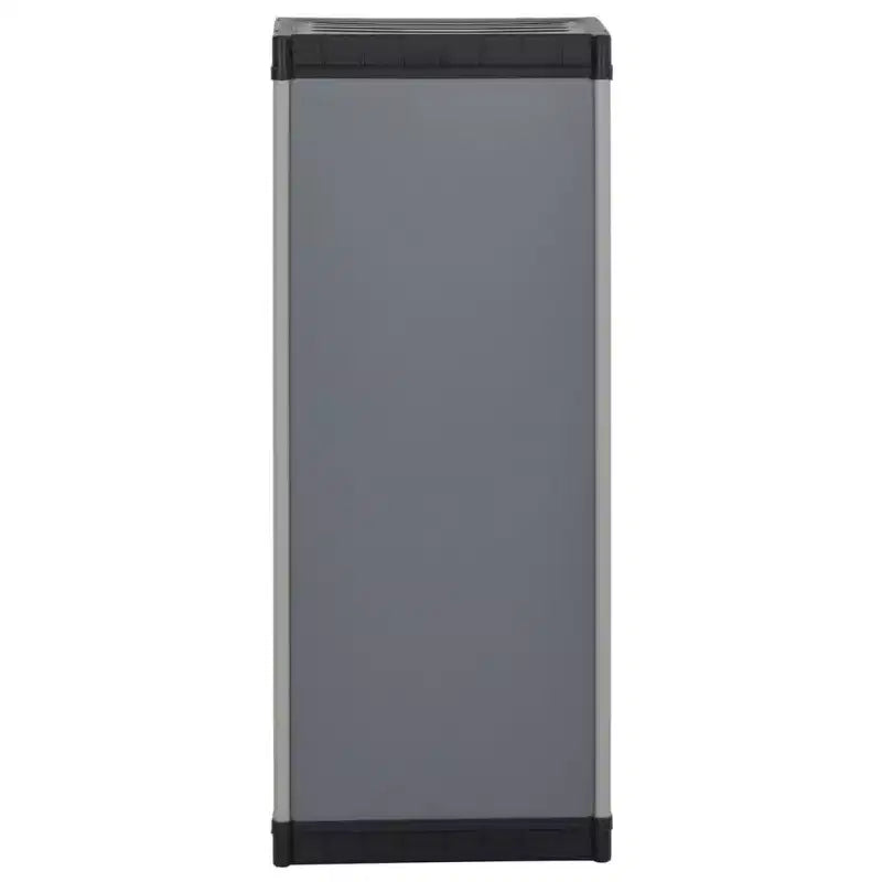 Armadietto da Giardino - Organizer Compatto da Patio, Materiale PVC e PP, con 1 Ripiano e Serratura di Sicurezza, Grigio e Nero, 13.8x15.7x33.5