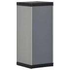 Armadietto da Giardino - Organizer Compatto da Patio, Materiale PVC e PP, con 1 Ripiano e Serratura di Sicurezza, Grigio e Nero, 13.8x15.7x33.5