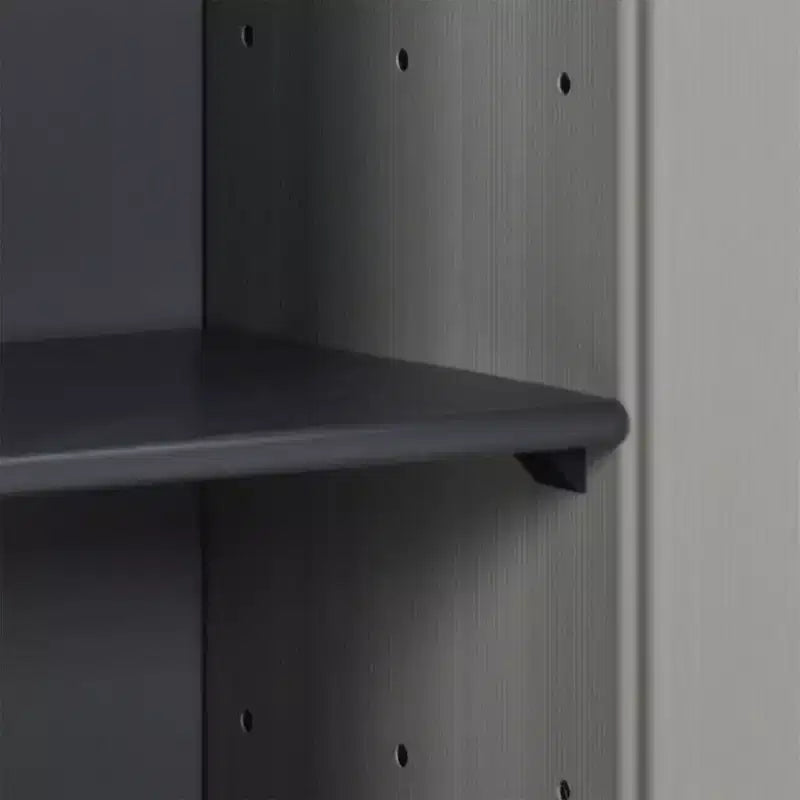 Armadietto da Giardino - Organizer Compatto da Patio, Materiale PVC e PP, con 1 Ripiano e Serratura di Sicurezza, Grigio e Nero, 13.8x15.7x33.5