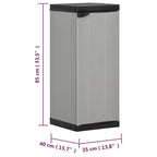 Armadietto da Giardino - Organizer Compatto da Patio, Materiale PVC e PP, con 1 Ripiano e Serratura di Sicurezza, Grigio e Nero, 13.8x15.7x33.5