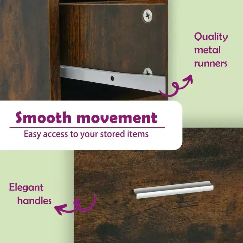 Mobiletto Farmacia in Rovere Affumicato - Ampio Contenitore, Legno Composito, Design Estraibile Ideale per Ufficio, Soggiorno, Camera da Letto o Cucina