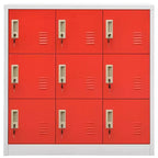 Armadietti metallici, set da 2 - Armadietti dal design moderno con 9 scomparti, ideali per scuola o ufficio - Grigio e rosso