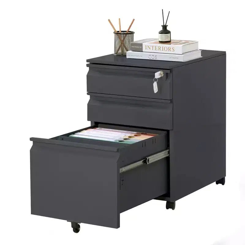 1Pcs Cold Pressed Plate 3-Drawer File Cabinet with Durable Construction, Smooth Sliding Drawers, Compact Design, and Secure Storage