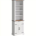 72 Tall Bookshelf with Storage Cabinet, 4 Tier Farmhouse Bookcase with Barn Door and Adjustable Shelves