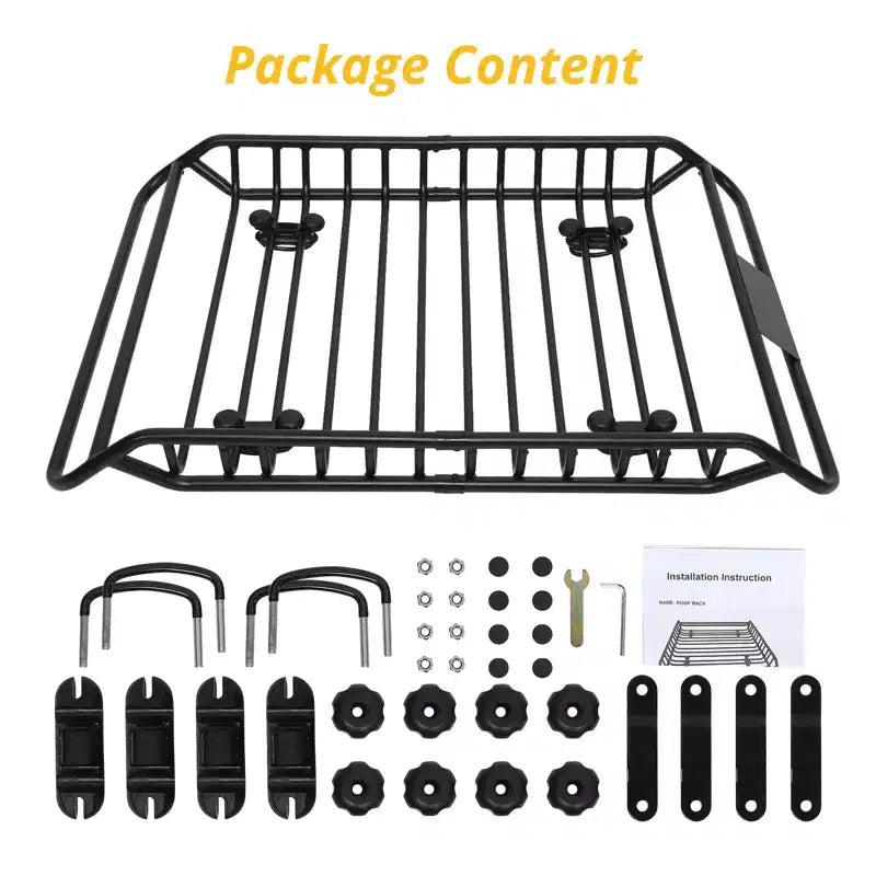 Cesto Portabagagli da Tetto, 160x109x16 cm, in Acciaio Antiruggine Resistente - Portata 136 kg, Barre Portatutto Universali per SUV, Auto, Camion