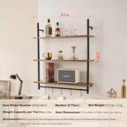 Scaffale Industriale a Tubi, 3 Ripiani 81x25cm, Mensole a Parete Flottanti in Legno Rustico con Staffe, Libreria da Esposizione, Organizzatore Portaoggetti, Nero