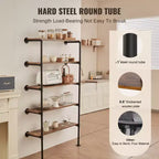 Scaffale industriale a tubi, 5 ripiani 2PZ, larghezza pannello applicabile 30 cm, mensole galleggianti rustiche da parete, libreria, staffa, nero