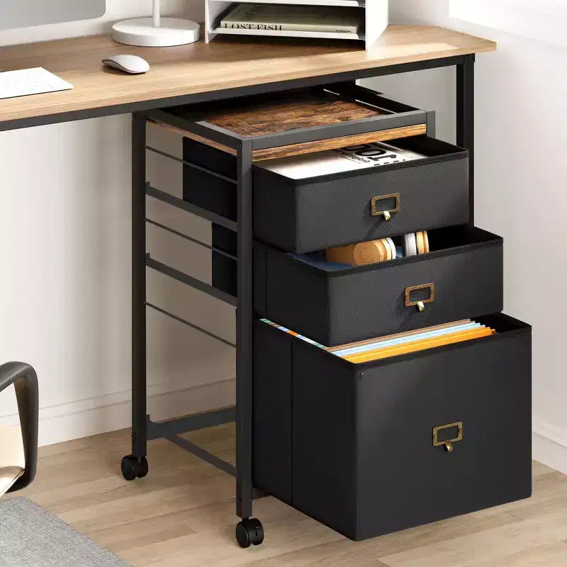 Cassettiera portadocumenti, armadietto portadocumenti mobile, supporto per stampante su rotelle, adatto per formati A4 o Letter, cassettiera portadocumenti verticale in tessuto con ruote, sottopensile