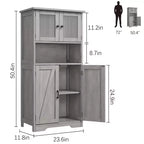 Armadietto Alto da Bagno con 4 Ante e Ripiani Regolabili, Mobiletto da Bagno Indipendente da 50 cm, Credenza in Stile Rustico per Cucina, Soggiorno