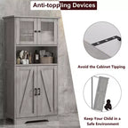 Armadietto Alto da Bagno con 4 Ante e Ripiani Regolabili, Mobiletto da Bagno Indipendente da 50 cm, Credenza in Stile Rustico per Cucina, Soggiorno