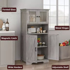 Armadietto Alto da Bagno con 4 Ante e Ripiani Regolabili, Mobiletto da Bagno Indipendente da 50 cm, Credenza in Stile Rustico per Cucina, Soggiorno